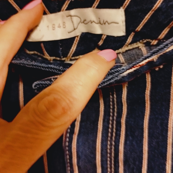 Women's Vintage Est 1946 Denim Pinstripe Jean Midi Skirt. - Picture 6 of 6